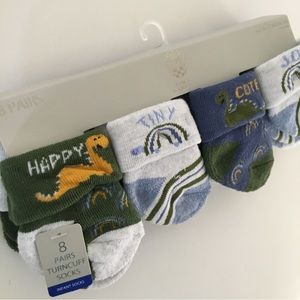 NEW 8 pair Baby Turn-cuff Socks Size Boys 6-12M Polyester Spandex | Vince Camuto